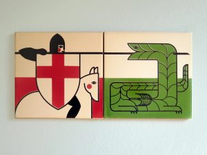 Mural decorativo cerámica Sant Jordi 2 azulejos